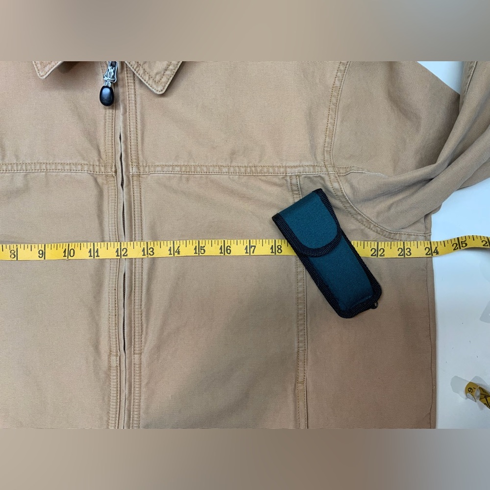 LL Bean Canvas Work Jacket Camel Men's Medium 100% Cotton O AKC2 Vtg Chore Coat - Picture 7 of 10